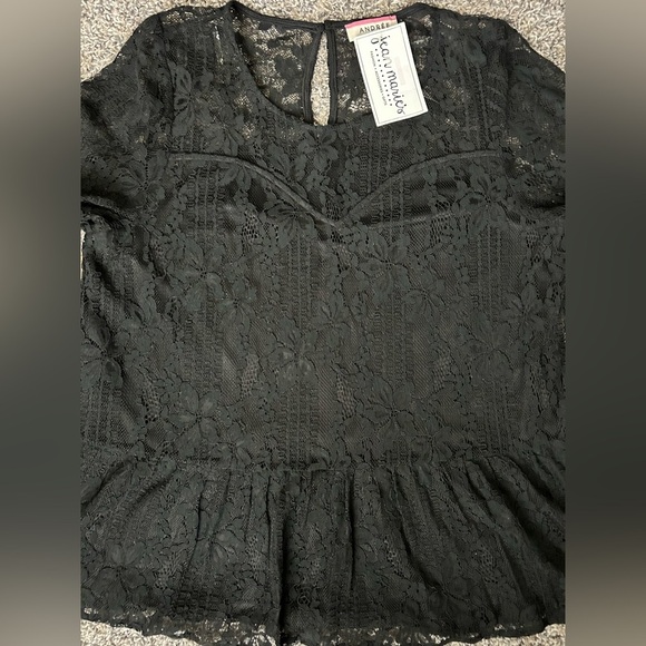 Andree by Unit Elegant Black Babydoll Lace Top NWT size medium - Picture 5 of 9